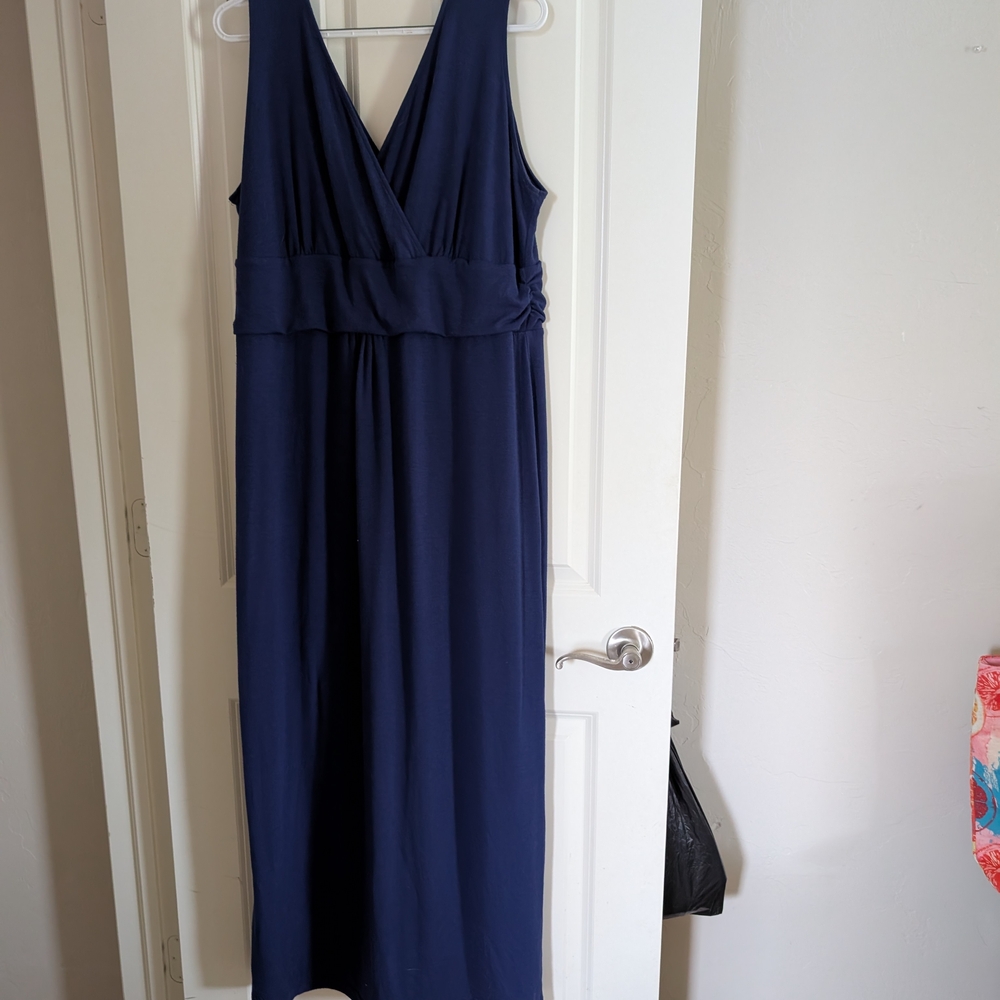 Eliza Parker Blue Sleeveless V-Neck Maxi Gown